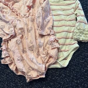 Ruffle Butts Pink Floral and Striped Bodysuit Set